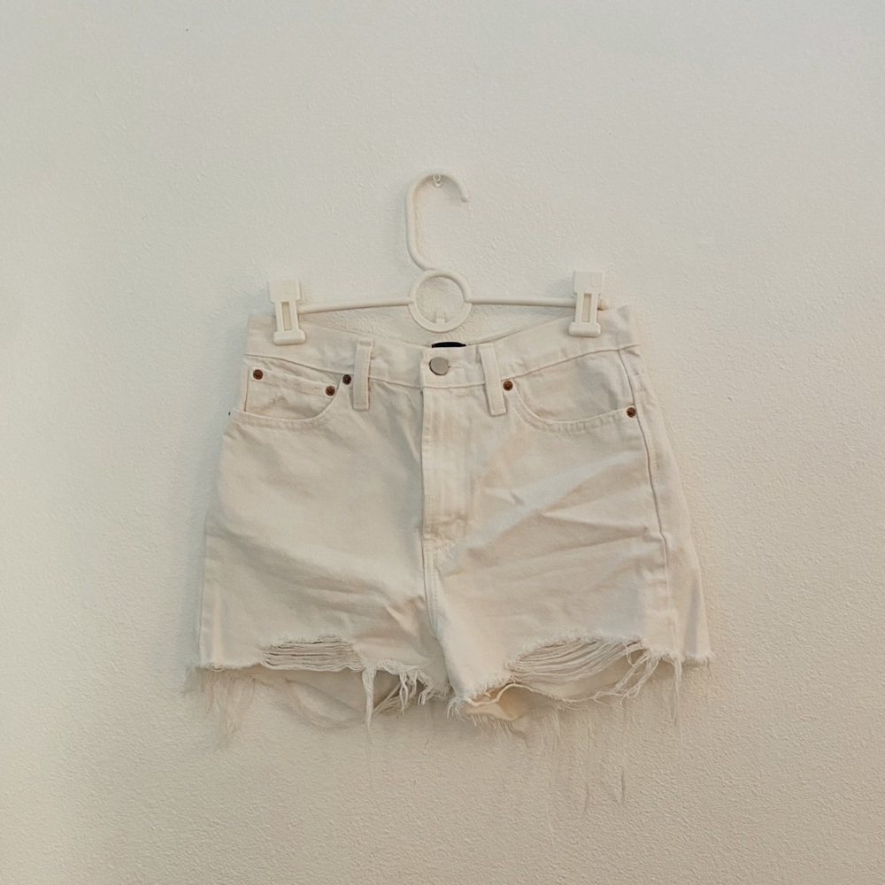 BDG distressed white denim cut offs